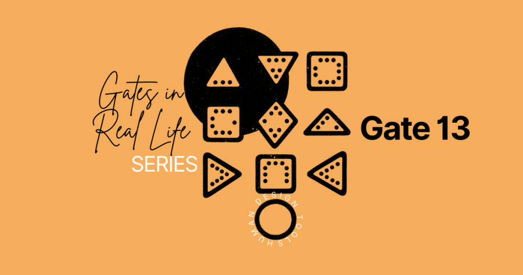 gate 13 in real life, abstract image showing the gates in the centers in the chart